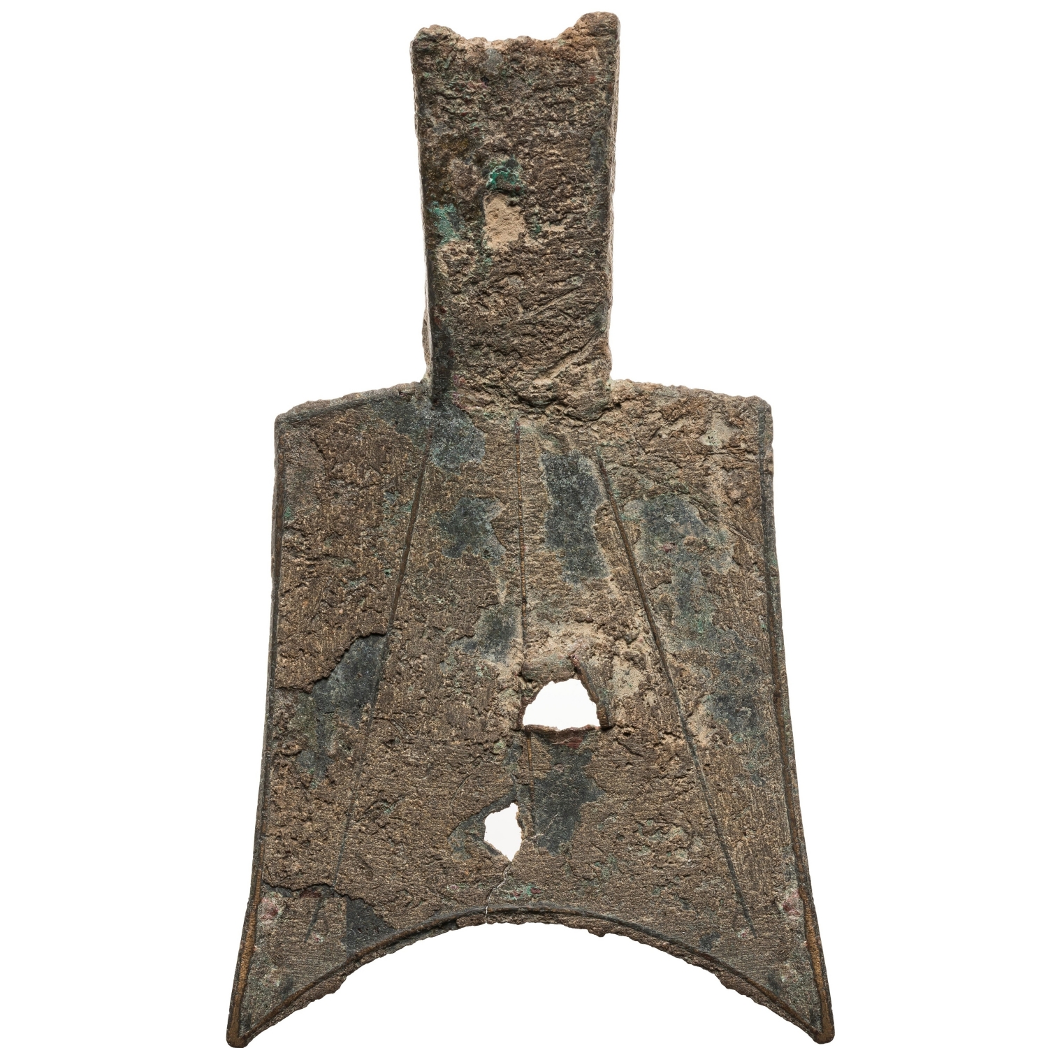 斜肩弧足空首布-1